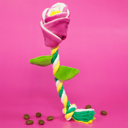 Mr.Kranch игрушка для собак мелких и средних пород Роза с канатом, 29х5х5 см, розовая