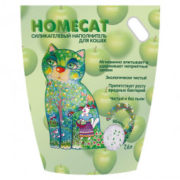 Homecat Яблоко cиликагелевый впитывающий наполнитель с ароматом яблока - 7,6 л