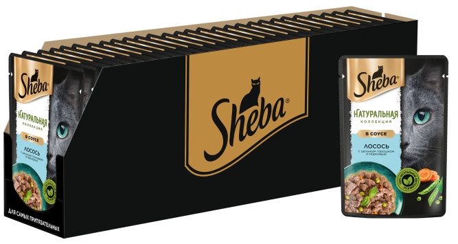 Sheba Nature's Collection влажный корм для кошек с лососем и горохом, в паучах - 75 г х 28 шт
