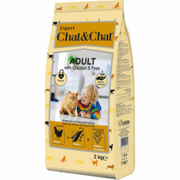 Chat&amp;Chat Expert Premium сухой корм для взрослых кошек с курицей и горохом - 2 кг