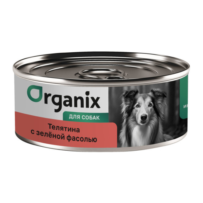 Organix влажный корм для взрослых собак всех пород с телятиной и зеленой фасолью, в консервах - 100 г х 6 шт