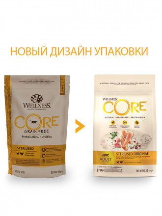 Wellness Core сухой корм для стерилизованных кошек с курицей и индейкой 300 г