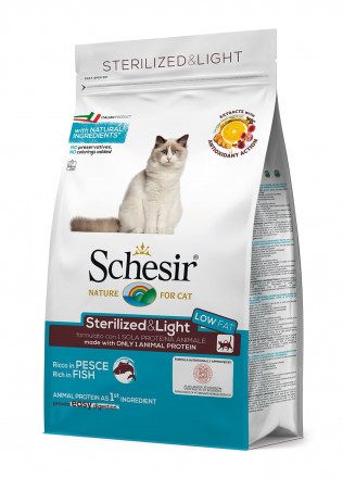 Schesir Cat Sterilized &amp; Light сухой корм для стерилизованных кошек с рыбой - 400 г