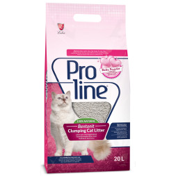 Proline комкующийся наполнитель для кошачьих туалетов, с ароматом детской присыпки - 20 л (17 кг)