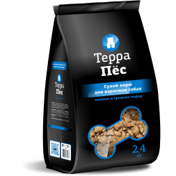 ТерраПес сухой корм для взрослых собак мелких и средних пород - 2,4 кг