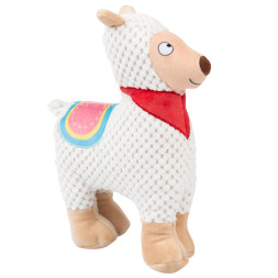 Mr.Kranch игрушка для собак Лама плюшевая с пищалкой, 20 см, белая