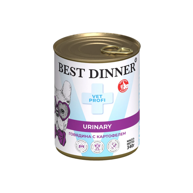 Best Dinner Exclusive Vet Profi Urinary с говядиной и картофелем консервы для собак - 340 г х 6 шт