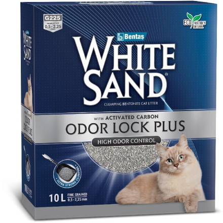White Sand Odor Lock Plus комкующийся наполнитель с активированным углем без запаха - 8,5 кг (10 л)