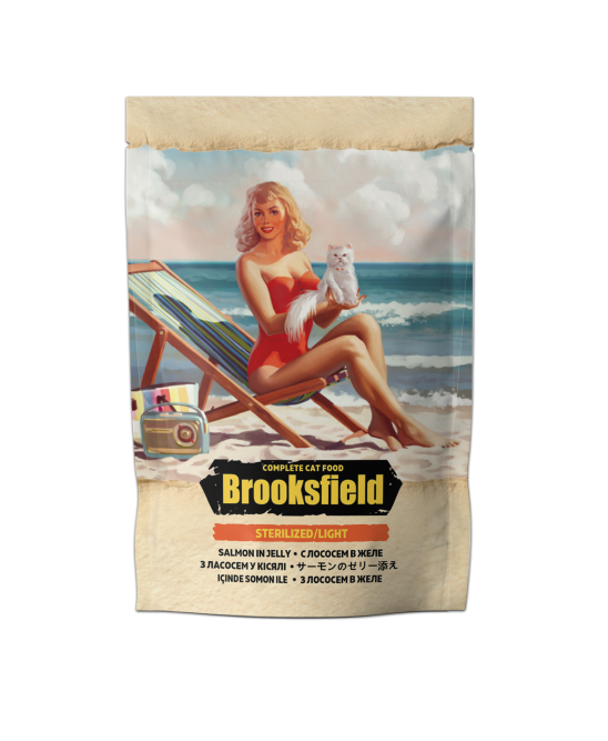Brooksfield Sterilized/Light Cat Salmon влажный корм для стерилизованых кошек при лишнем весе, с лососем в желе, в паучах - 85 г х 12 шт