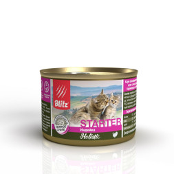 Blitz Holistic Starter консервы для котят, беременных и кормящих кошек с индейкой, суфле - 200 г х 24 шт
