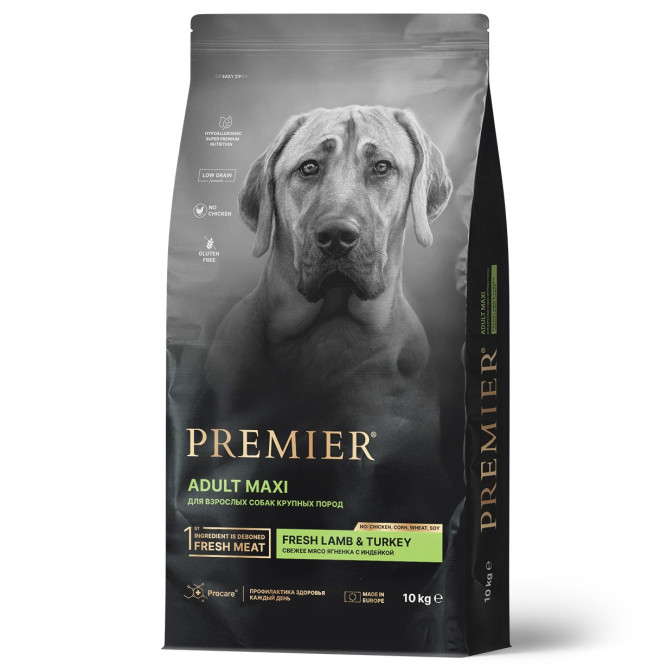 Premier Dog Lamb &amp; Turkey Adult Maxi сухой корм для собак крупных пород, свежее мясо ягненка с индейкой - 10 кг