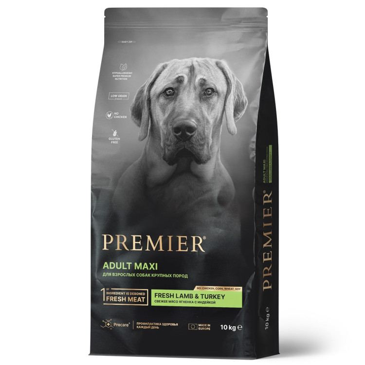 Premier Dog Lamb & Turkey Adult Maxi сухой корм для собак крупных пород, свежее мясо ягненка с индейкой - 10 кг - купить в Москве | КотМатрос