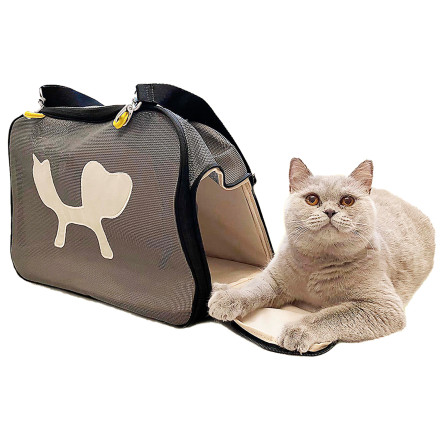 United Pets Mesh Bag мягкая сумка-переноска, 44х23х28 см, черная/желтая