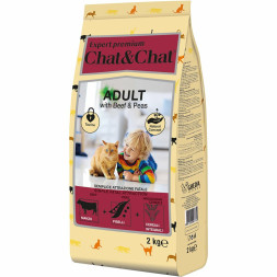 Chat&amp;Chat Expert Premium сухой корм для взрослых кошек с говядиной и горохом - 2 кг