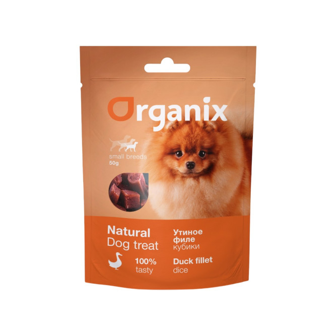 Organix лакомство для взрослых собак малых пород "Утиные кубики" 100% мясо - 50 г