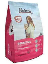 Karmy Sensitive сухой корм для взрослых кошек с чувствительным пищеварением с индейкой - 1,5 кг