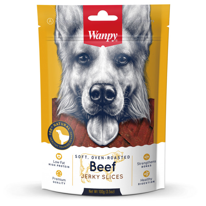 Лакомство Wanpy Dog для собак соломка из вяленой говядины 100 г