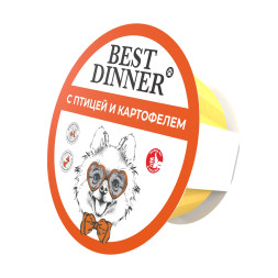 Best Dinner влажный корм для взрослых собак мелких пород, паштет с птицей и картофелем, в ламистерах - 100 г х 12 шт