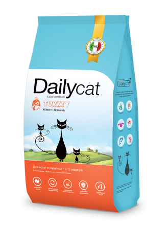 Dailycat Kitten Turkey&amp;Rice для котят, беременных и лактирующих кошек с индейкой - 1.5 кг