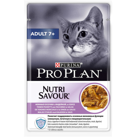 Purina Pro Plan Nutri Savour влажный корм для взрослых кошек старше 7 лет с индейкой в соусе - 85 г