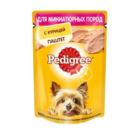 Pedigree влажный корм для взрослых собак миниатюрных пород паштет с курицей, в паучах - 80 г х 24 шт
