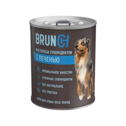 Brunch влажный корм для взрослых собак с печенью в консервах - 340 г х 12 шт