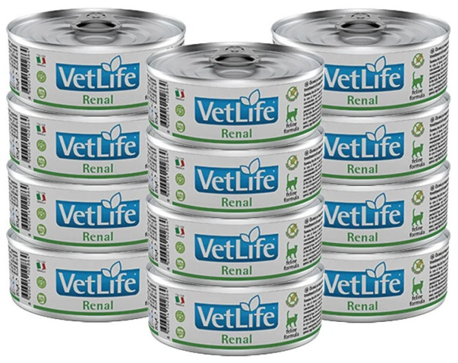 Farmina Vet Life Renal диетический влажный корм для кошек при заболевании почек, паштет - 85 г x 12 шт