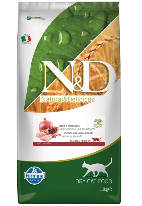 Farmina N&amp;D Prime Cat Chicken &amp; Pomegranate Neutered сухой беззерновой корм для взрослых стерилизованных кошек с курицей и гранатом - 10 кг