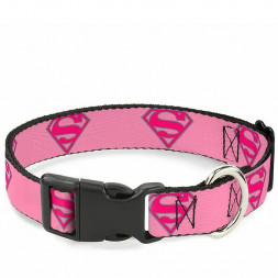Buckle-Down Супермен розовый цвет ошейник с пластиковой застёжкой 23-38 см