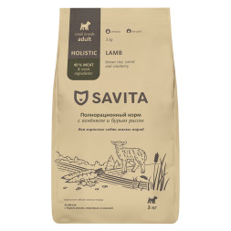 Savita Adult Mini сухой корм для взрослых собак мелких пород, с ягненком и бурым рисом - 3 кг