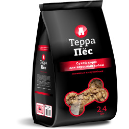 ТерраПес сухой корм для взрослых активных и служебных собак - 2,4 кг