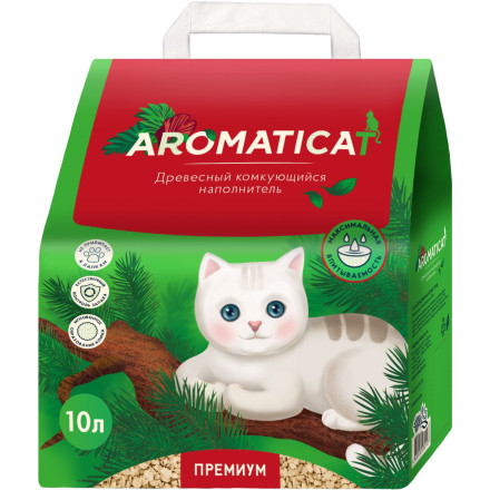 AromatiCat древесный комкующийся наполнитель для кошачьего туалета - 10 л (4 кг)