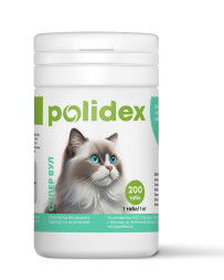 Polidex Super Wool Plus кормовая добавка для кошек, для кожи и шерсти - 200 табл.