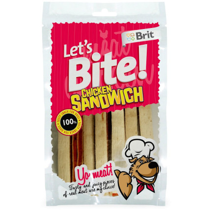 Лакомство для собак Brit Lets Bite Chicken Sandwich Куриный сэндвич - 80 г