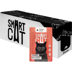 Smart Cat паучи для взрослых кошек и котят с говядиной кусочки в соусе - 85 г х 25 шт