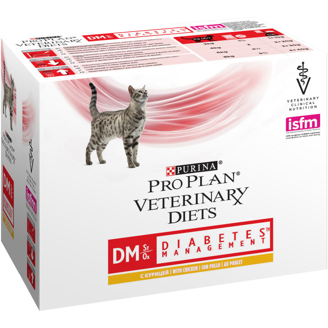 Purina Pro Plan Veterinary diets DM St/Ox Diabetes Management влажный корм для взрослых кошек при диабете с курицей - 85 г х 10 шт