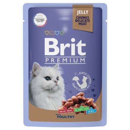 Brit Premium паучи для взрослых кошек с птицей кусочки в желе - 85 г х 14 шт