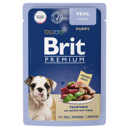 Brit Premium паучи для щенков всех пород с телятиной в соусе - 85 г х 14 шт