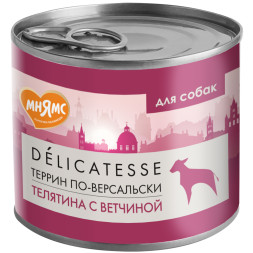 Мнямс Delicatesse &quot;Террин по-версальски&quot; влажный корм для собак паштет из телятины с ветчиной, в консервах - 200 г х 12 шт