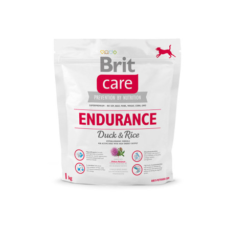 Brit Care Endurance сухой корм для активных собак всех пород с уткой и рисом - 1 кг