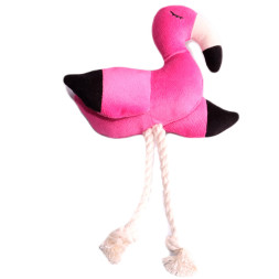 Mr.Kranch игрушка для собак мелких и средних пород Фламинго с канатом и пищалкой, 24х13,5х6 см, ярко-розовый