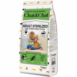 Chat&amp;Chat Expert Premium сухой корм для стерилизованных кошек с белым мясом птицы - 2 кг