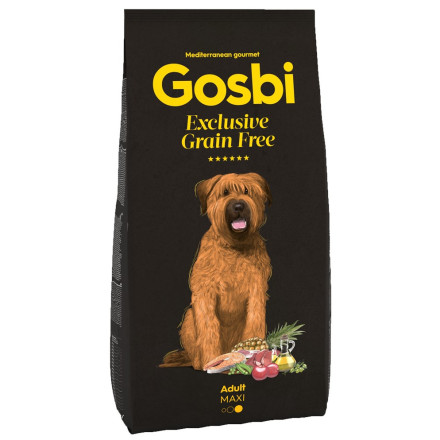 Gosbi Exclusive сухой беззерновой корм для взрослых собак крупных пород с лососем и ягненком - 12 кг