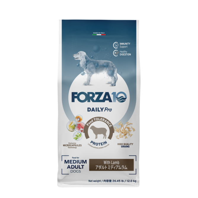 Forza10 DAILYPro Dog Adult Medium сухой монобелковый корм для взрослых собак средних пород с ягненком - 12 кг