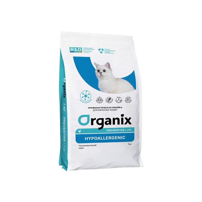 Organix Preventive Line Hypoallergenic сухой гипоаллергенный корм для взрослых кошек - 7 кг
