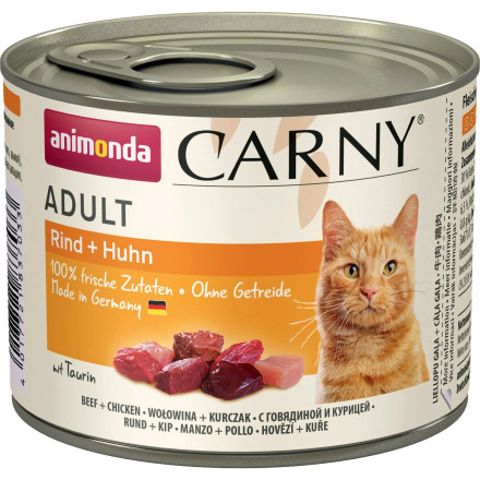Animonda Carny Adult влажный корм для взрослых кошек с говядиной и курицей - 200 г (6 шт в уп)