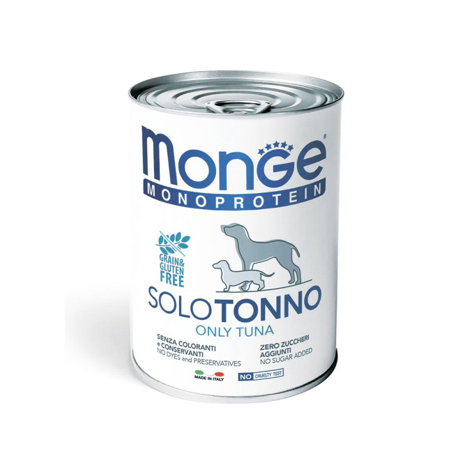 Monge Dog Monoprotein Solo влажный корм для взрослых собак c тунцом в консервах 400 г (24 шт в уп)