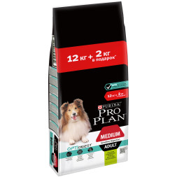 Pro Plan Adult Medium Sensitive Digestion сухой корм для взрослых собак cредних пород с чувствительным пищеварением с ягненком и рисом - 12 кг + 2 кг в подарок