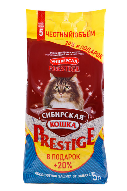 Сибирская Кошка "Универсал Prestige" впитывающий наполнитель для кошачьего туалета - 5 л
