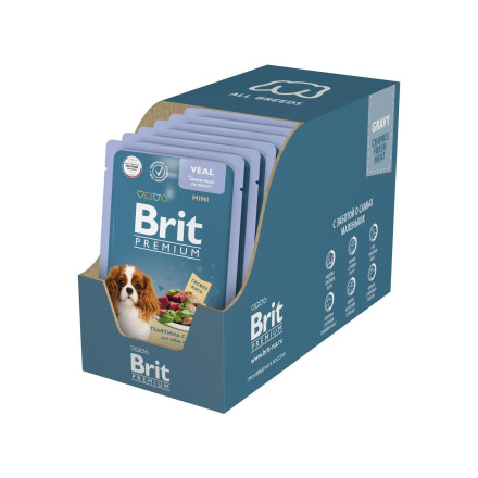 Brit Premium паучи для взрослых собак миниатюрных пород с телятиной и зеленым горошком в соусе - 85 г х 14 шт